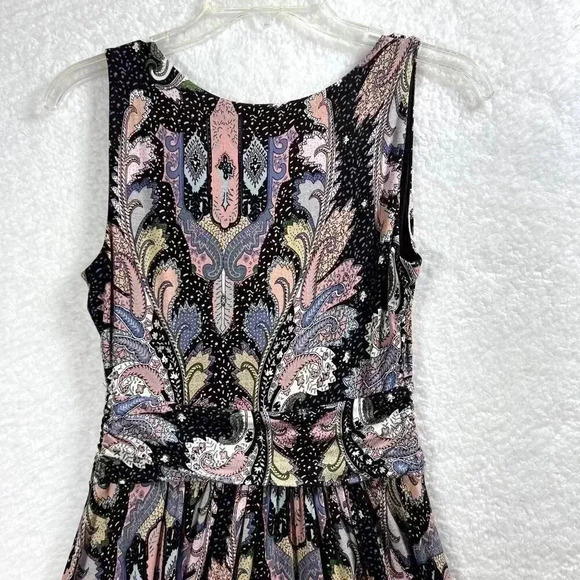 MAEVE Anthropologie Leslie Paisley Faux Wrap Midi Dress Size Sm Boho Western - Picture 3 of 10